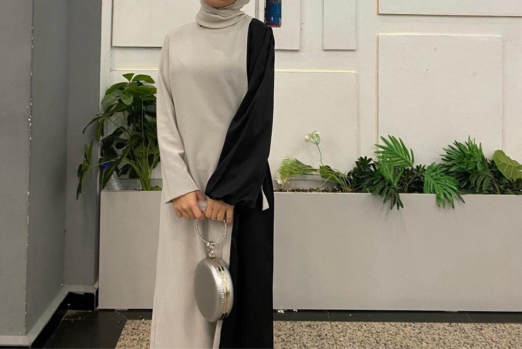 siyah gri tasarım elbise - 4