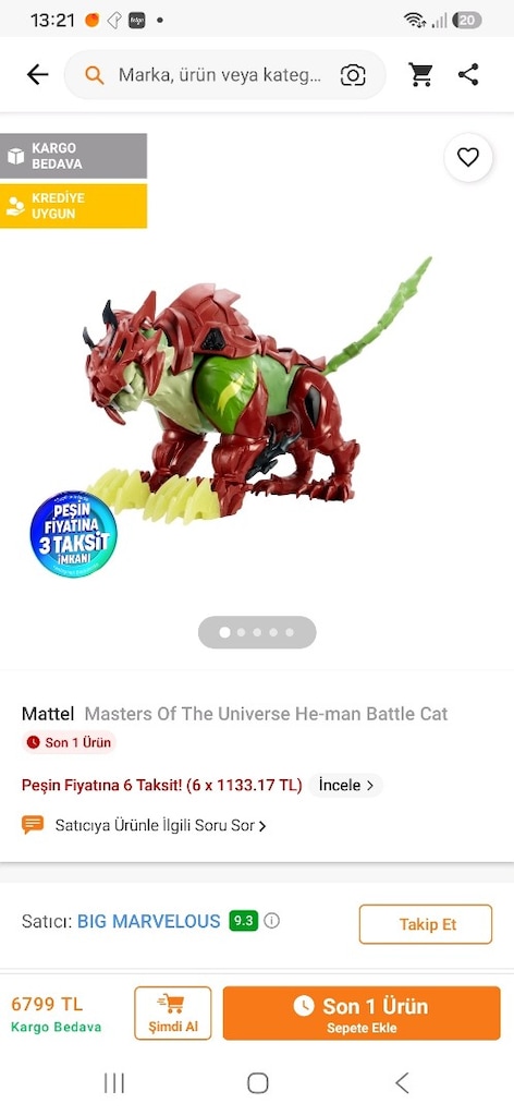 Mattel He-man Battle Cat Figür - 4