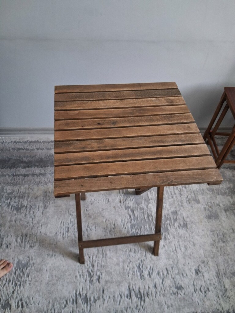 Ahşap Katlanabilir Balkon ve Bahçe Masası (50x50 cm) - 2
