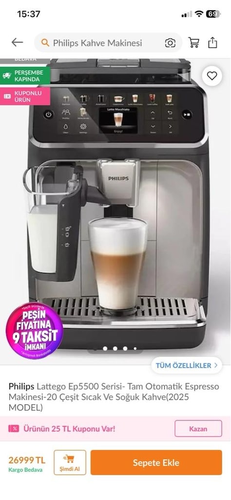 philips 5500 serisi kahve makinesi 20 çeşit sicak soğuk - 4