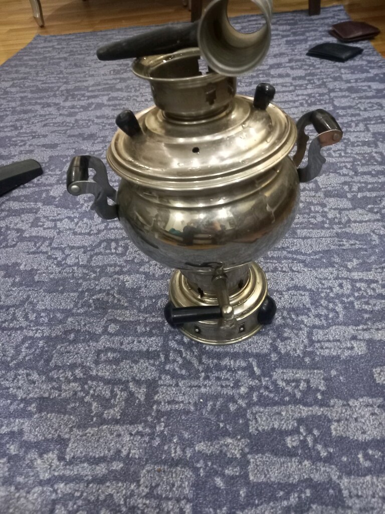 Antika bakir semaver odun ve kömürlü 30 cm boy - 4