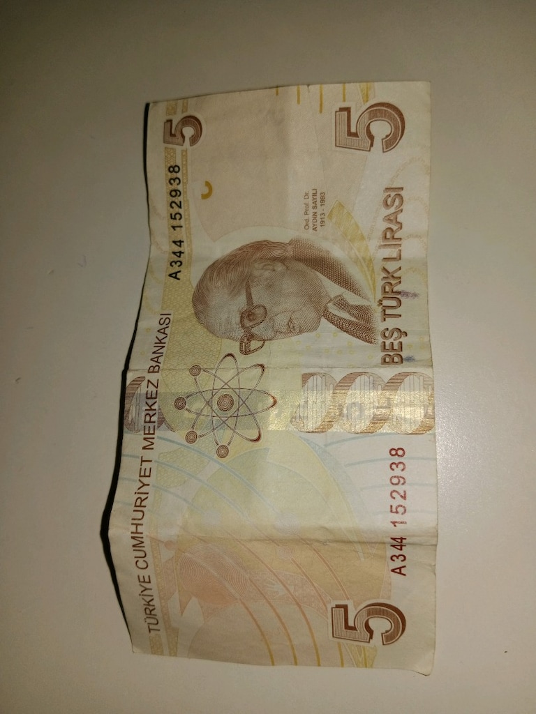 Nadir bulunan Sarı A serisi 5 türk lirası Diğer paralarla farklı imzal - 2