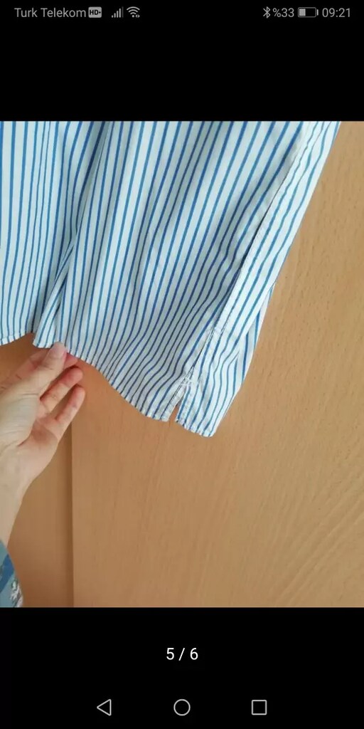 Mavi Çizgili Kısa Kollu Gömlek - Kısa Kollu Erkek Gömleği - 5