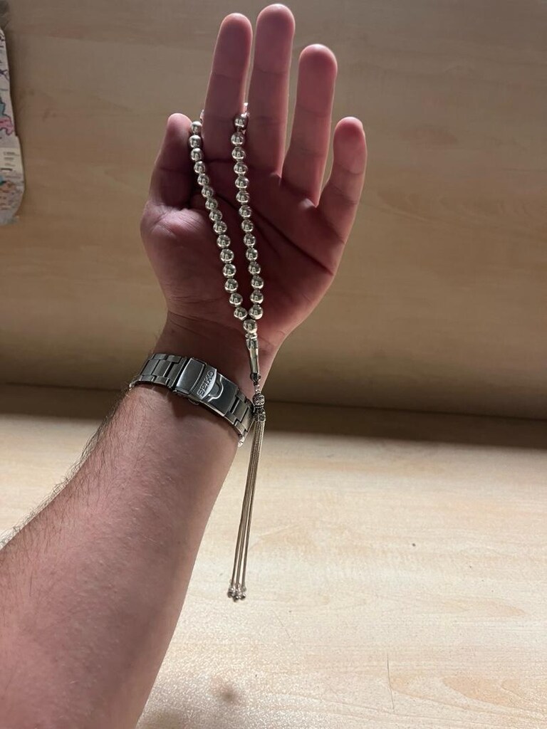 gümüş tesbih 43 gram 925 ayar gümüş - 5