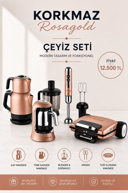 KORKMAZ MARKA ÇEYİZLİK MUTFAK ELEKTRONİK SET