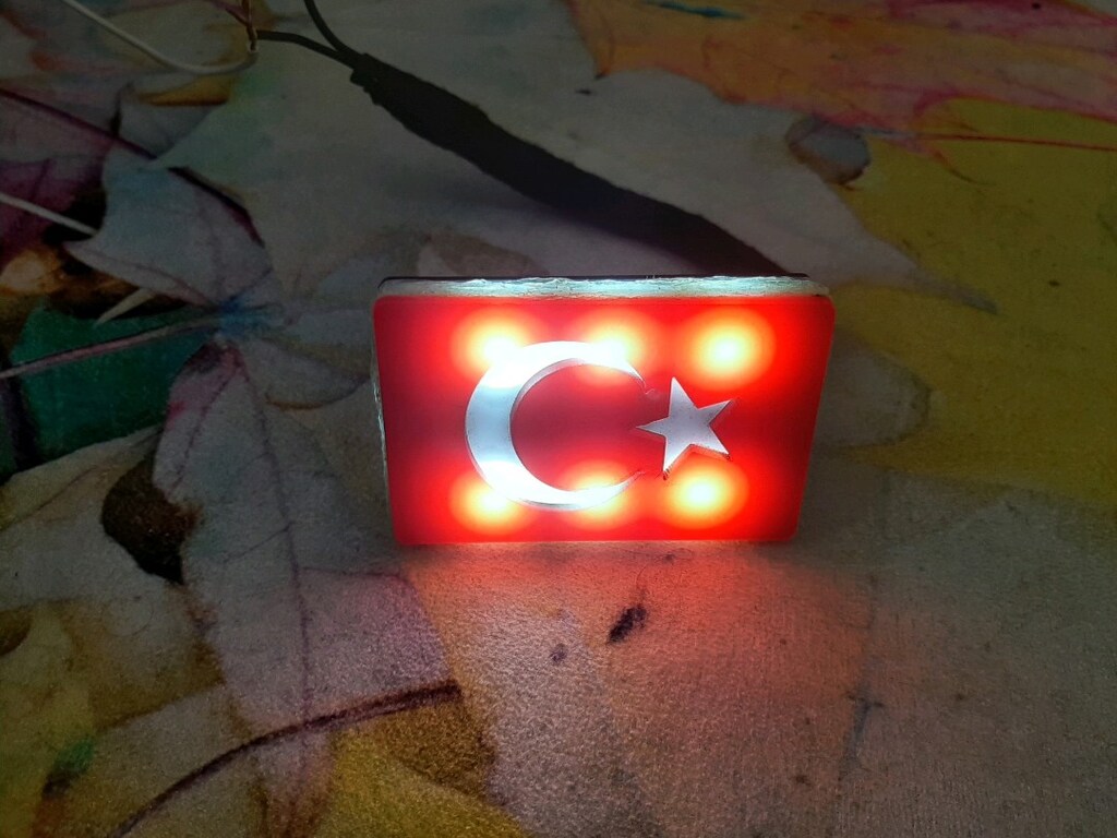 turk bayrakli panjur arması ledli - 2