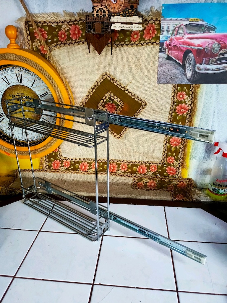 frenli/teleskopik raylı krom metal şişelik ve yağdanlık (veya dolap iç - 6