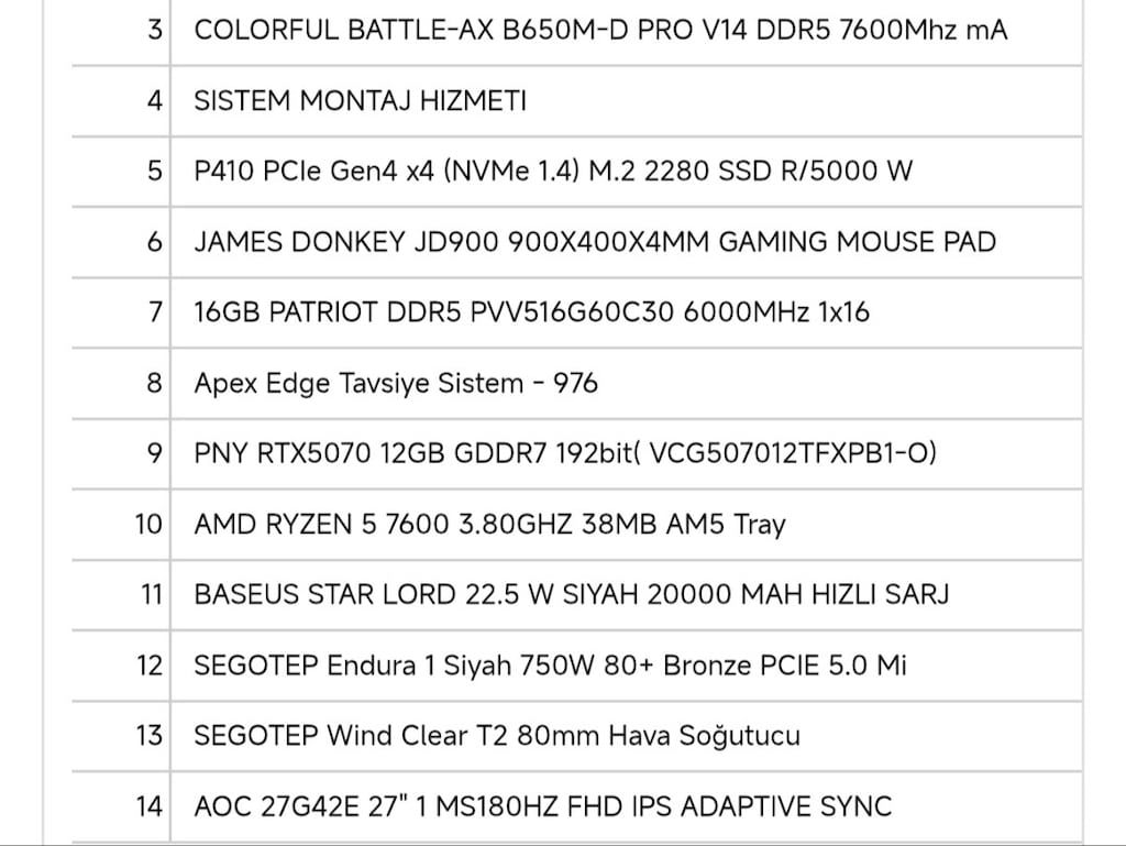 RTX 5070'li Kasa+27" 180 Hz monitör - 3