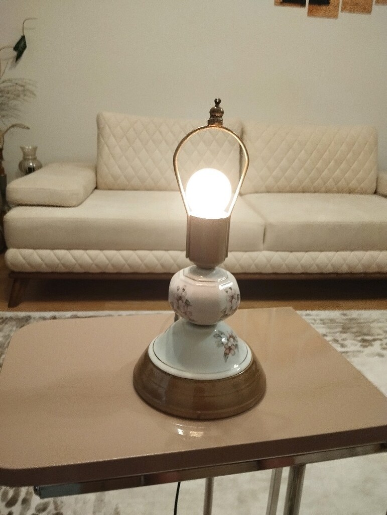 Porselen eski abajur gece lambası - 5