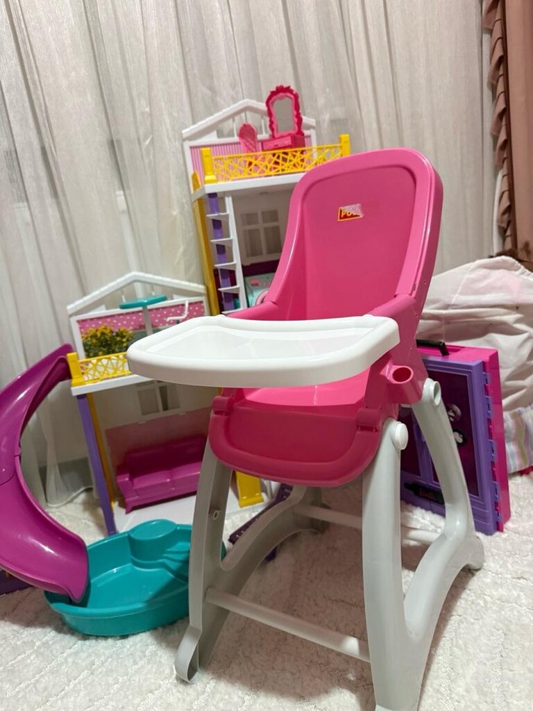 barbie evi-oyuncak makyaj masası-oyuncak mama sandalyesi - 3