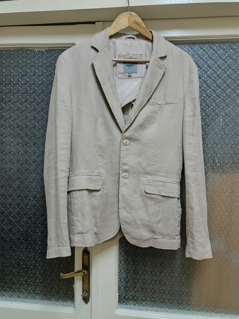 bej keten blazer ceket - 2