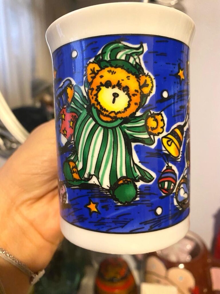 Vintage Teddy Bear Temalı Porselen Kupa Bardak - 10