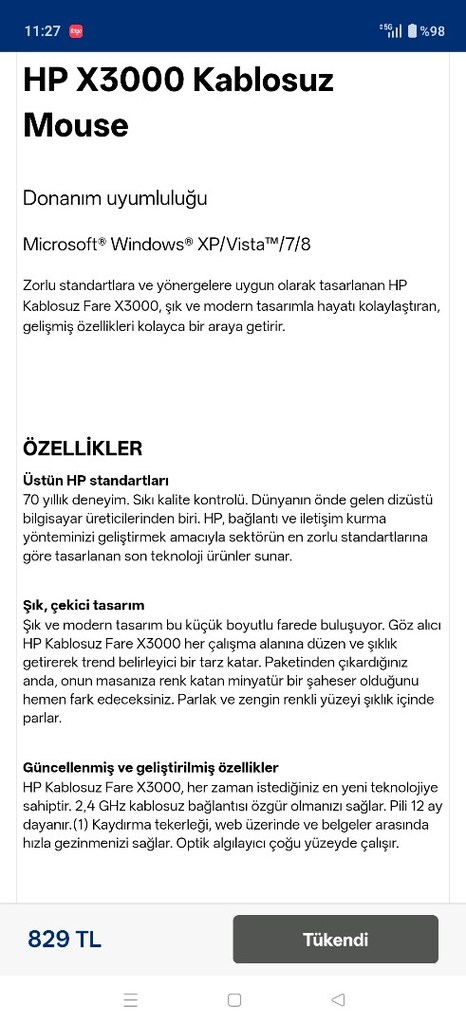 maus hp X3000 Wireles maus sıfır kutusunda açılmamış. - 6