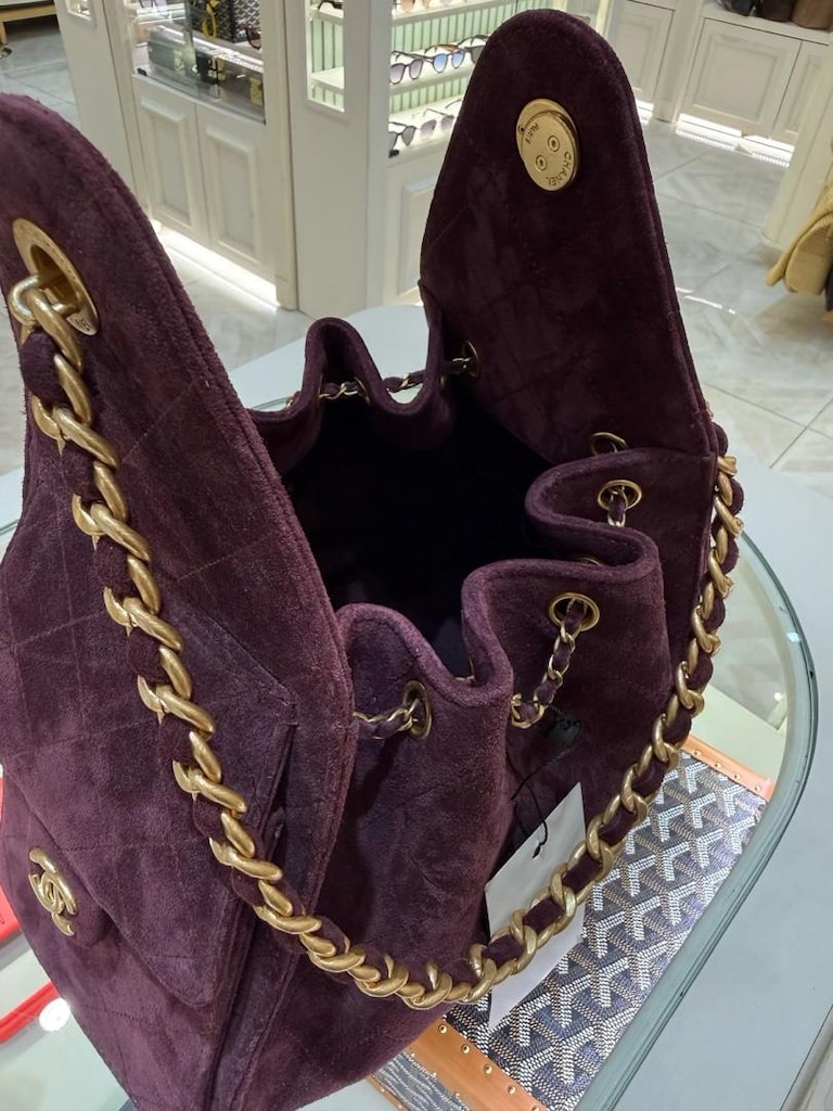 Chanel Kapitone Süet Zincirli Omuz Çanta - 13