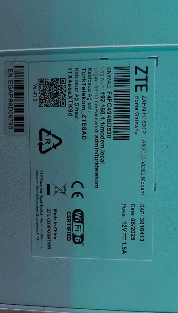 ZTE H1601P WIFI6 AX3000 SERILI PREMIUM MODEM - 5