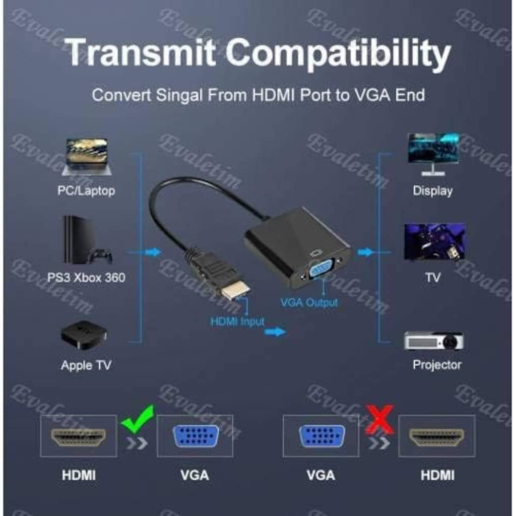 HDMI TO VGA MONİTOR TV ÇEVİRİCİ DÖNÜŞTÜRÜCÜ KABLOSU - 3