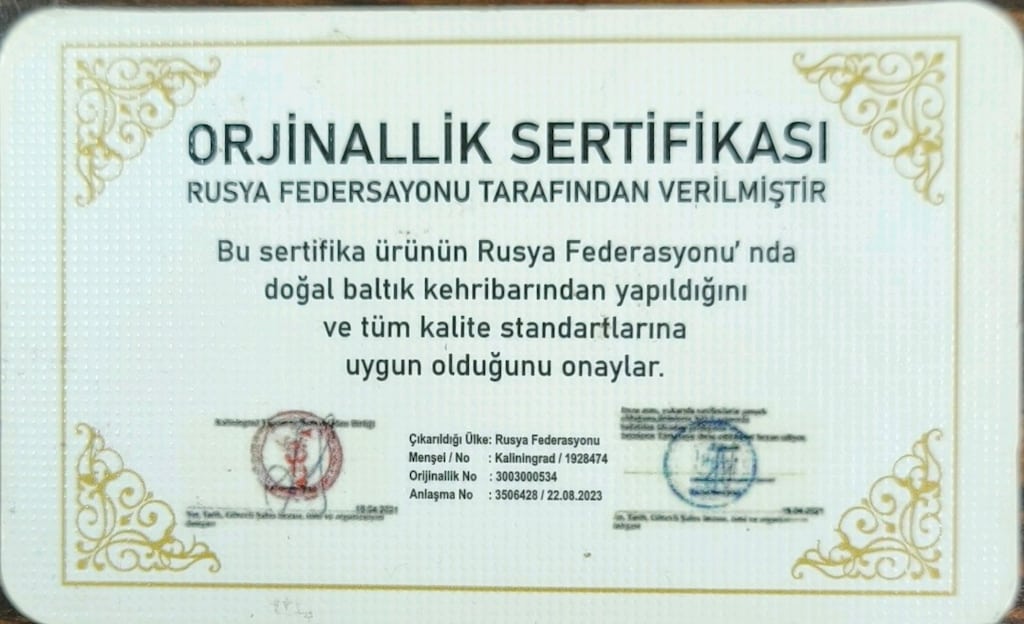 ORJİNAL YETİŞKİN SERTİFİKALALI DAMLA KEHRİBAR KOLYE - 3