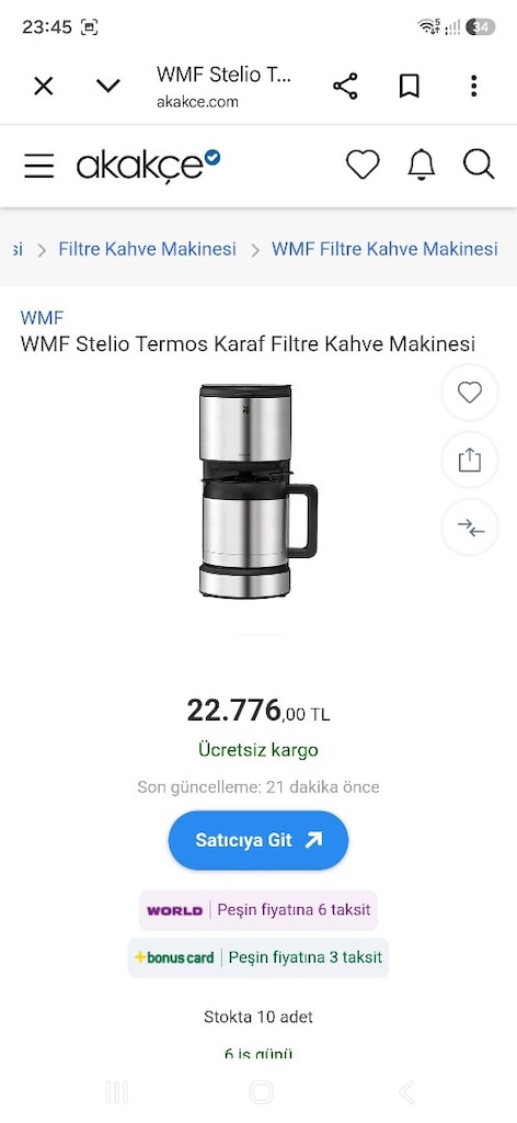 WMF Stelio Filtre Kahve Makinesi Termos Karaf - 6