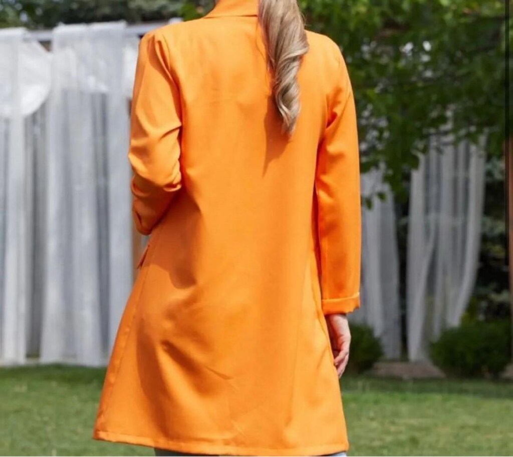 SIFIR PAKETLİ Turuncu Blazer Ceket - 2