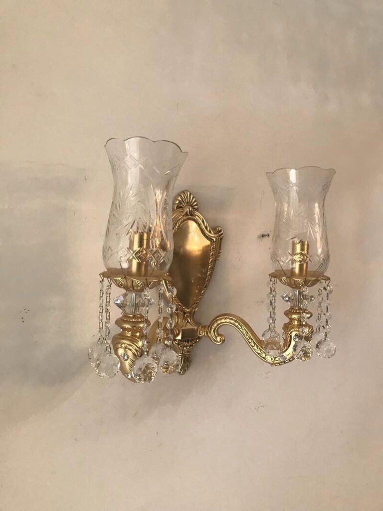 Özkristal Avize Pirinç Döküm Kristal Aplik - 5