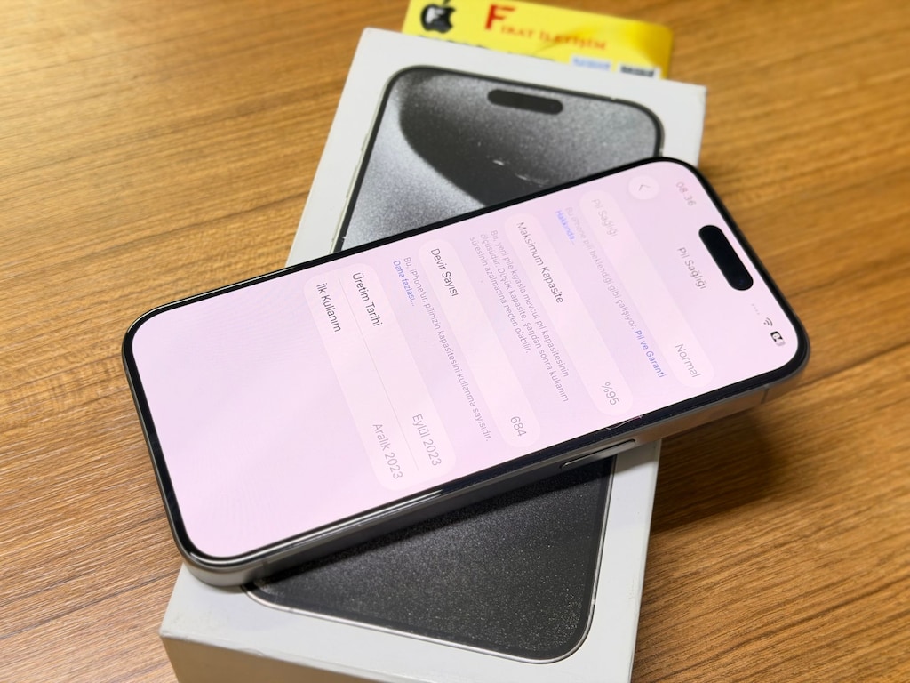 İPHONE 15 PRO 128GB NATURAL PİL%95 GARANTİLİ SERİ DEĞİŞENSİZ... - 5