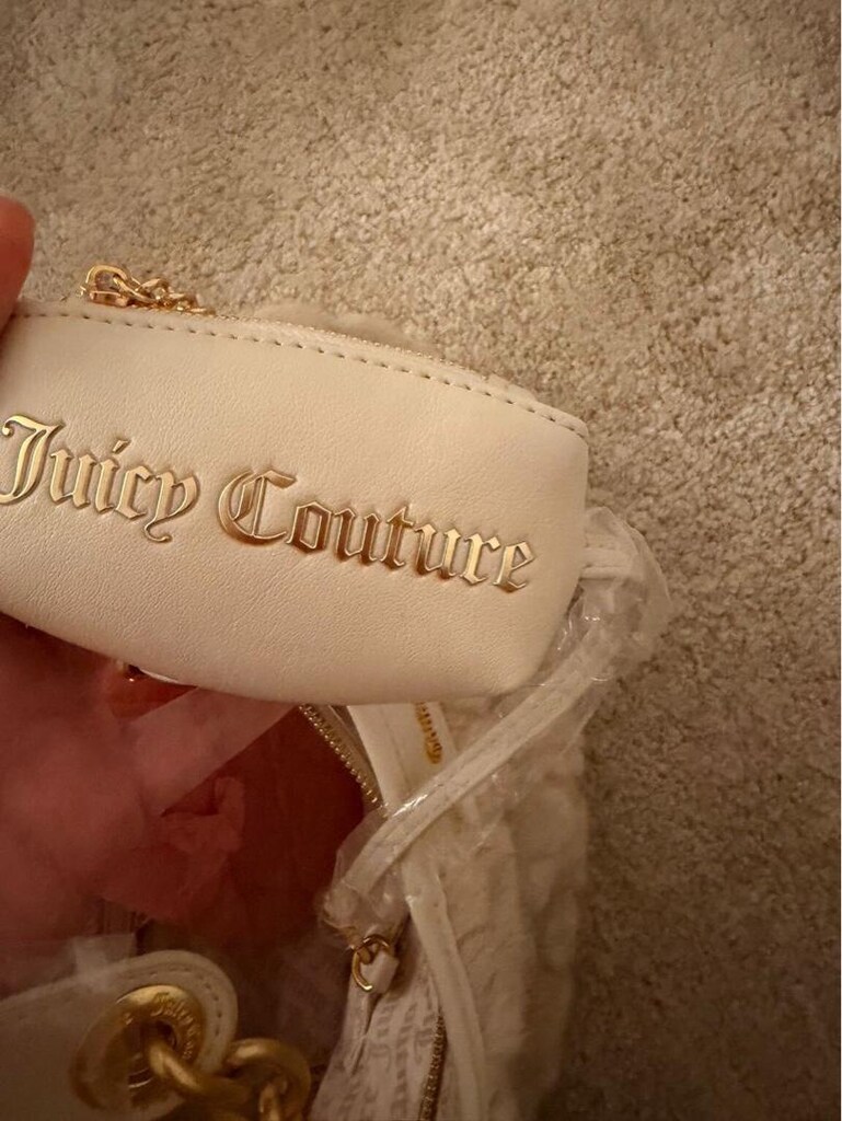 Juicy Couture peluş krem çanta - 8