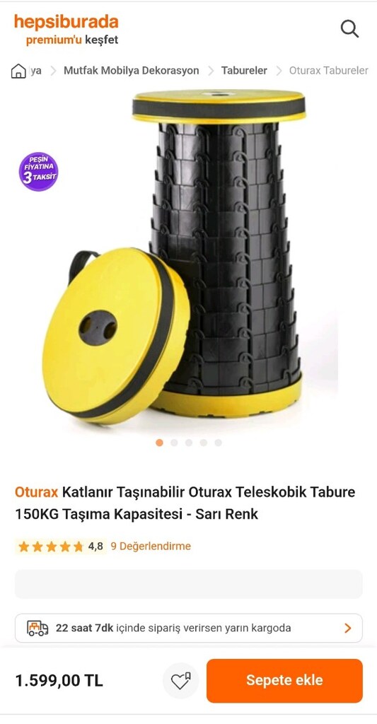 Çanta Tabure Akordiyon Oturak 12 Farklı Kademe Oturma Seçeneği •YENİ