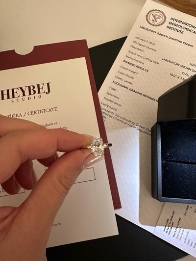 2 carat oval cut lab grown pırlanta tektaş