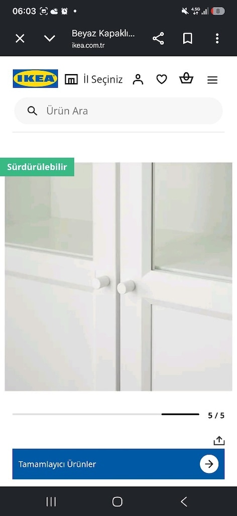 ikea billy 2 adet cam panel kapaklı kitaplık - 4