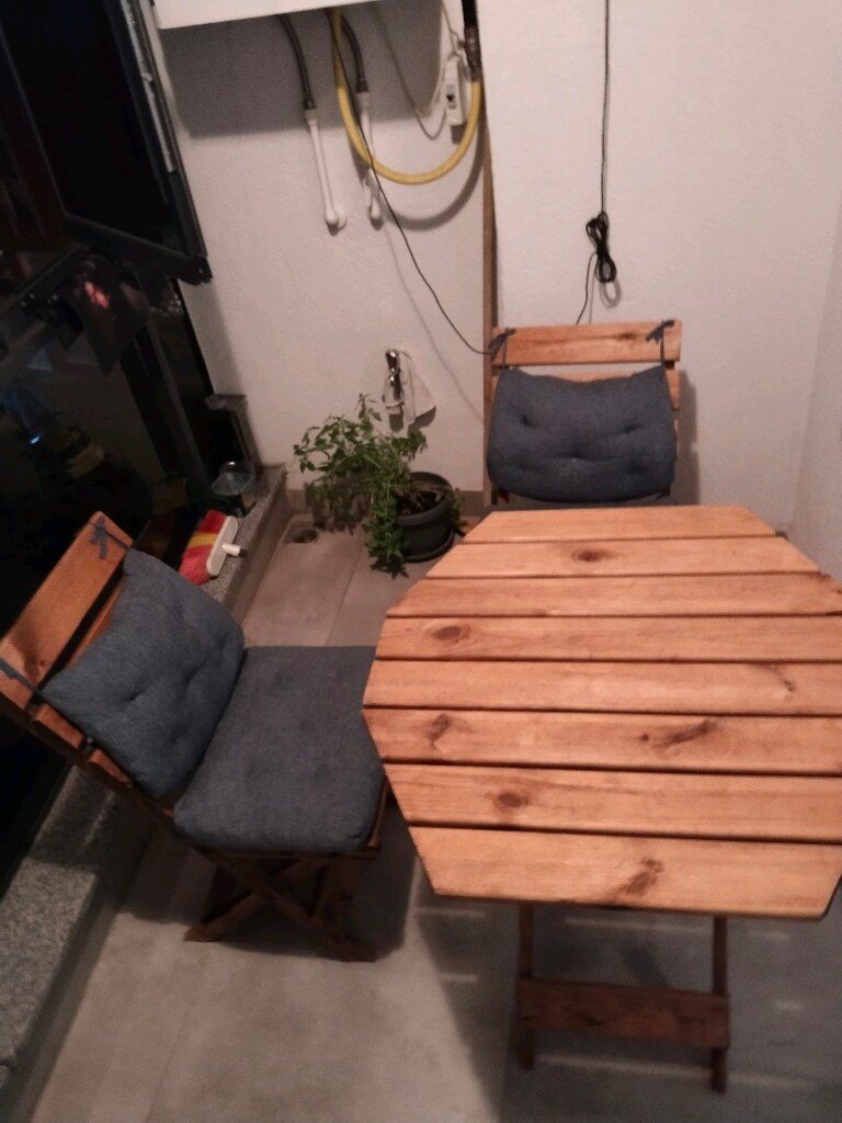 balkon ahşap masa sandalye - 2
