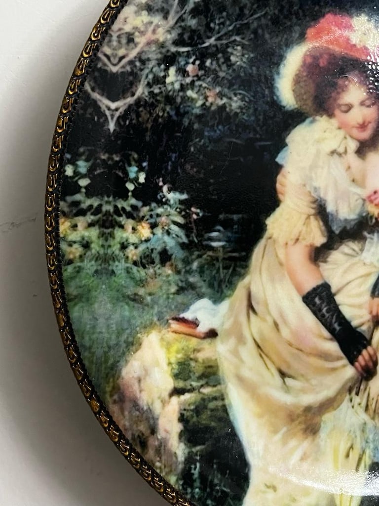 Vintage çerçeveli porselen duvar tabağı - 2