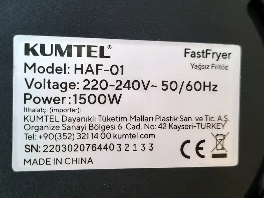 Kumtel{Fastfryer XXL HAF-01 Airfryer 5.5 lt Yağsız Fritöz} - 8