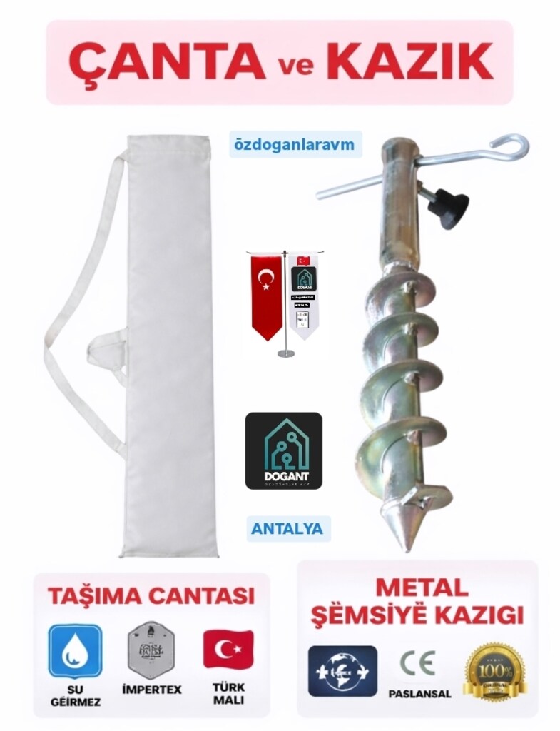 KREM 2 Mt Şemsiye + Bidon + Çanta + Yer Kazıgı Takım - 3