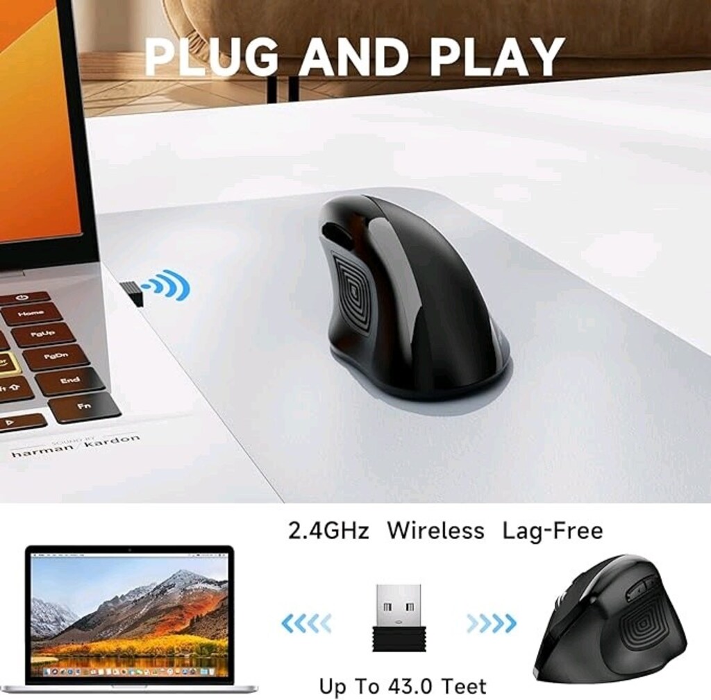 memzuoix Kablosuz Ergonomik Fare, Yükseltilmiş 2.4G Optik Akülü Farele - 3