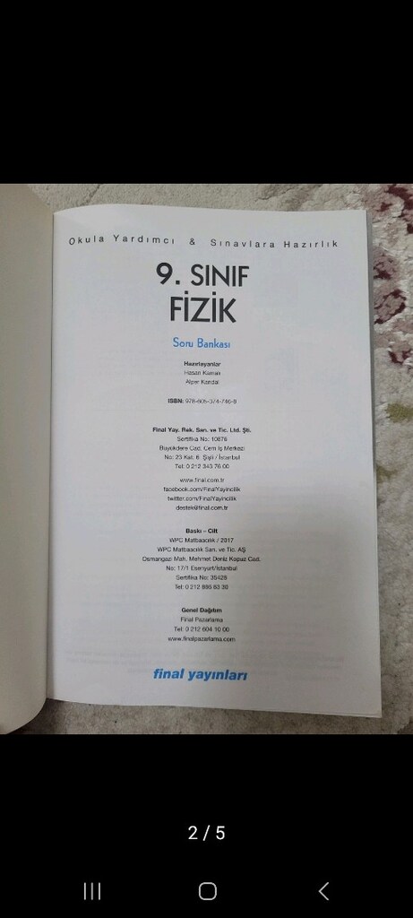 9.sınıf fizik soru bankası final yayınları - 2