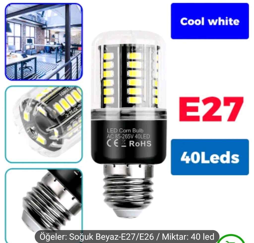 E27 duy beyaz ışık güçlü 132 LED AMPUL. 360 derece aydınlatma. - 11