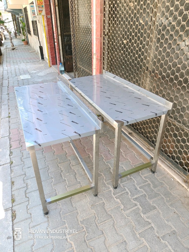 krom tezgah krom çalışma tezgahı endüstriyel hazır mutfak 140 cm krom - 13