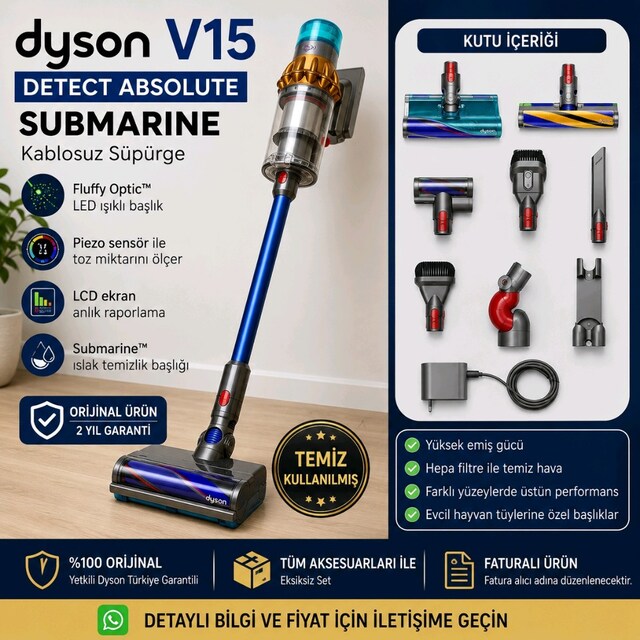 ACİL SATILIK– DYSON V15s DETECT SUBMARINE 14 AY GARANTİLİ • FATURALI