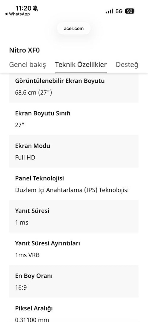 ACER Nitro XF270X1 Oyuncu Monitörü - 6
