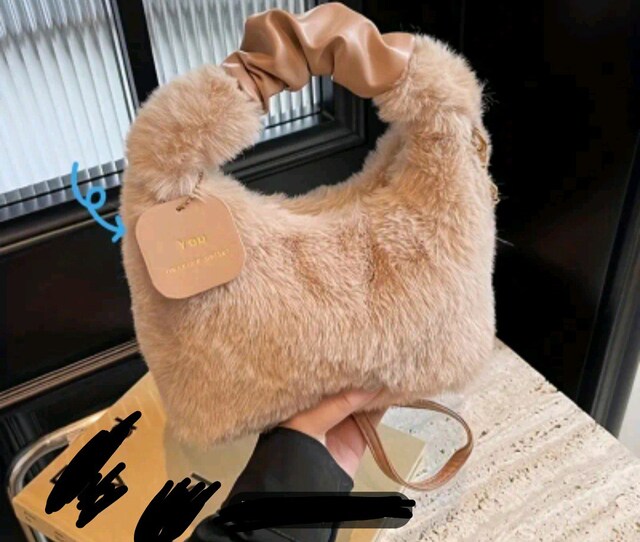 Kürk peluş bayan çantası