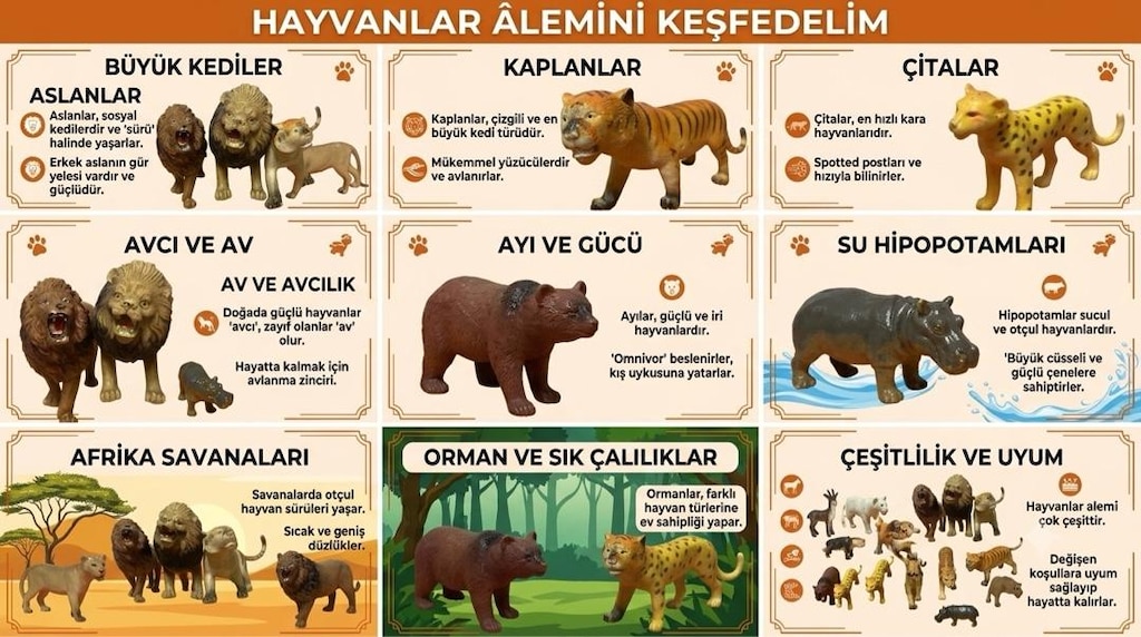 Koleksiyonluk 9 Parça Vahşi Hayvan Figür Seti - 11