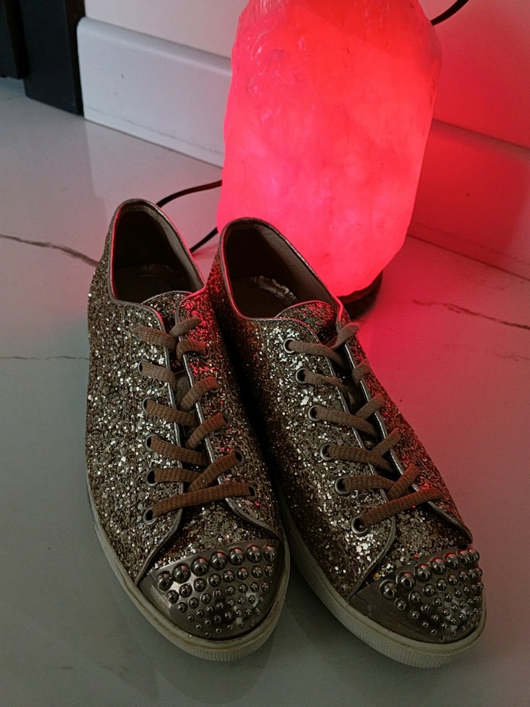 Lesille FLOWER Dore simli önü Gümüş Droglu maskeretli sneaker. - 5