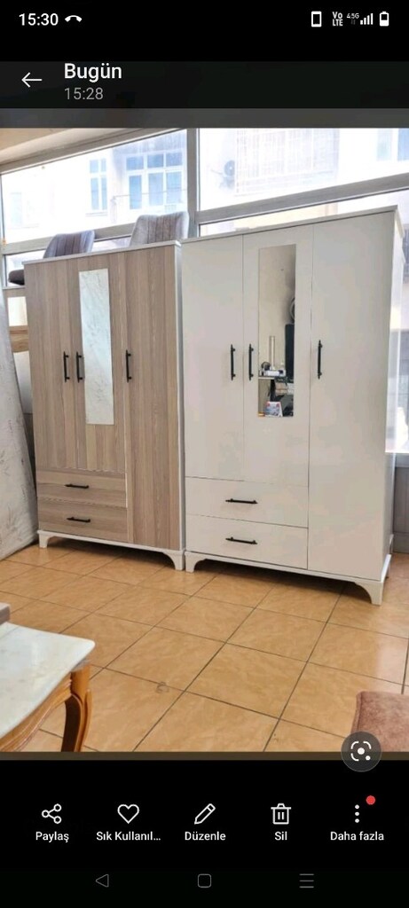 3 KAPAKLI İKİ ÇEKMECELİ KIYAFET DOLABI 3500 ₺ - 2