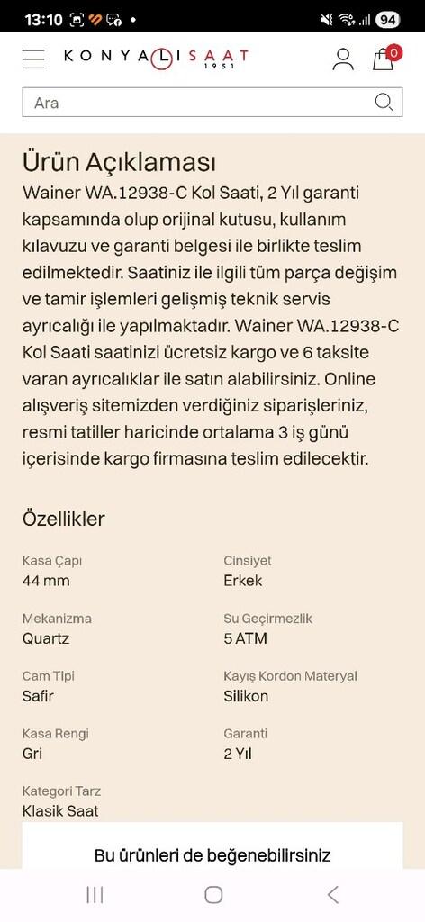 wainer erkek saat - 9