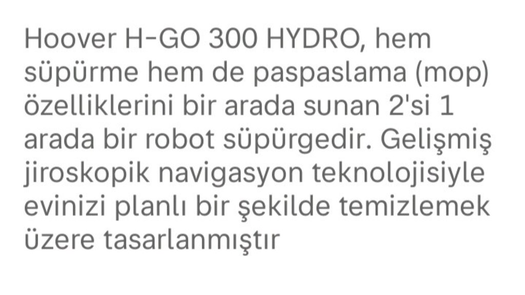 HOOVER H-GO 300 HYDRO ROBOT SÜPÜRGE SIFIR AYARINDA - 4