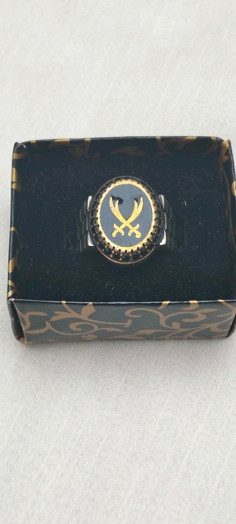 925 Ayar Gümüş Çift Zülfikar Kılıçlı Erkek Yüzük – 11,8 Gram - 6