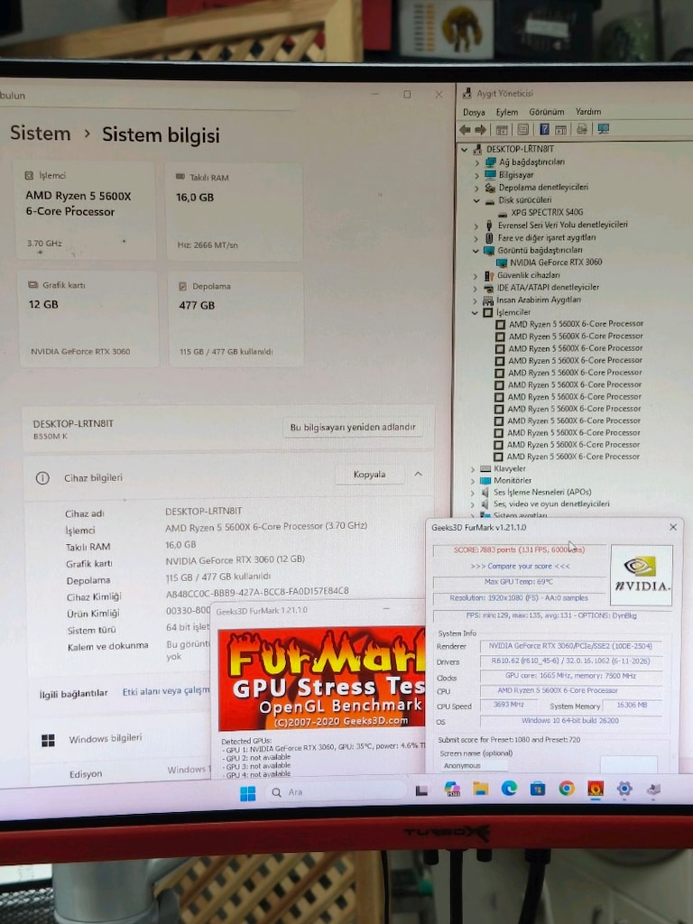 XPG OYUNCU FULLSET 12GB RTX 3060 RYZEN 5600X 16 RGBRAM 512 M2SSD 650W - 8