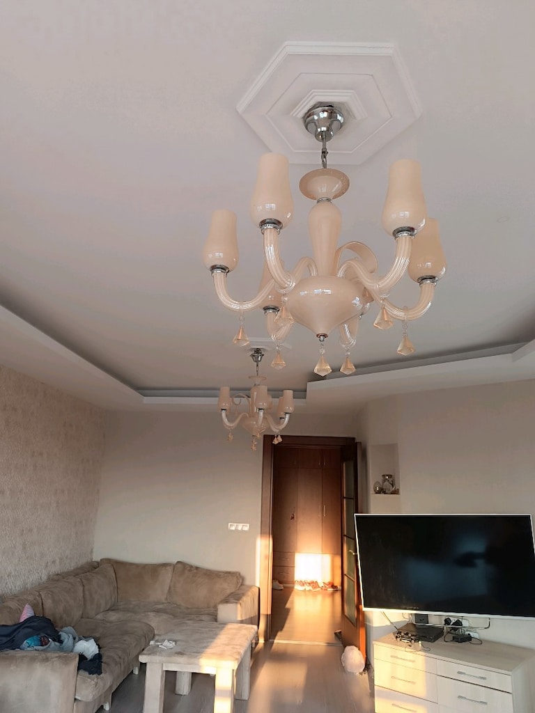 ÖZEL TASARIM 6 KOLLU CAM AVİZE – 2 ADET - 2