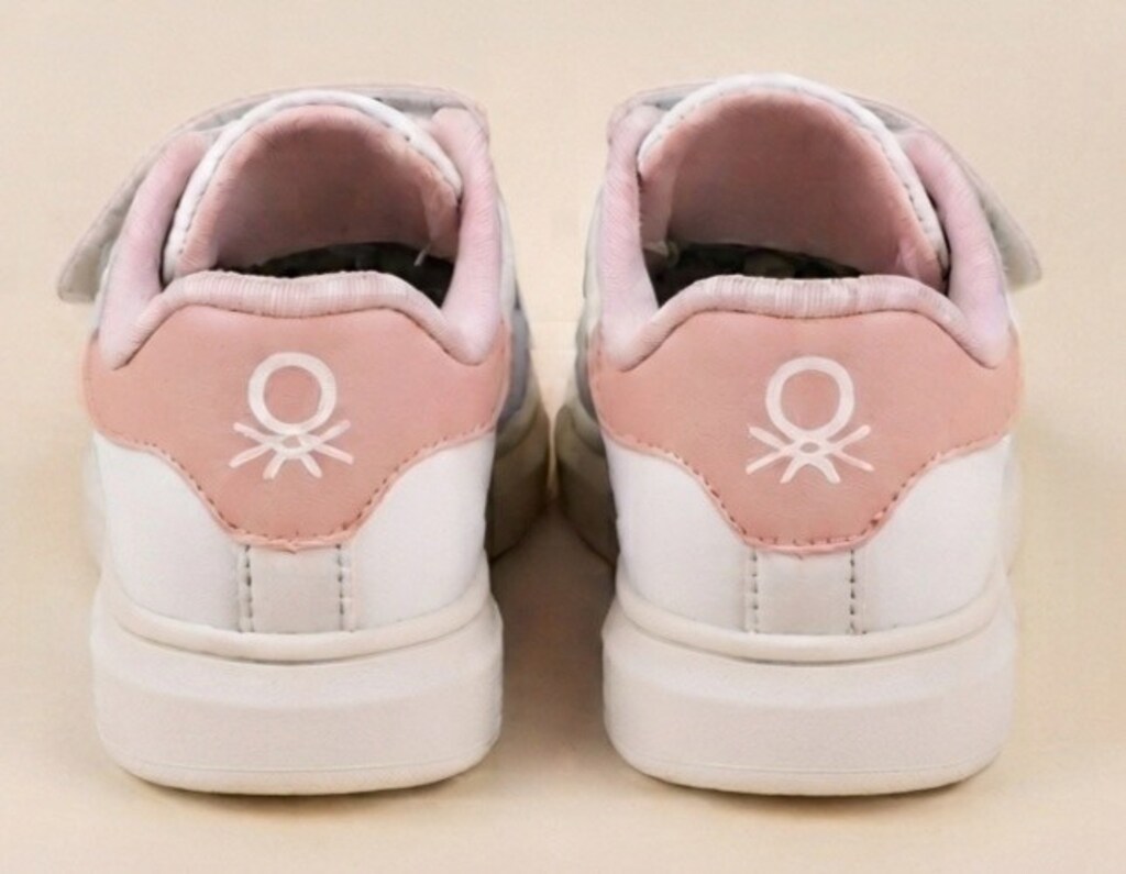 27 Numara Benetton Cırt Cırtlı Beyaz/Pembe Sneaker - 3