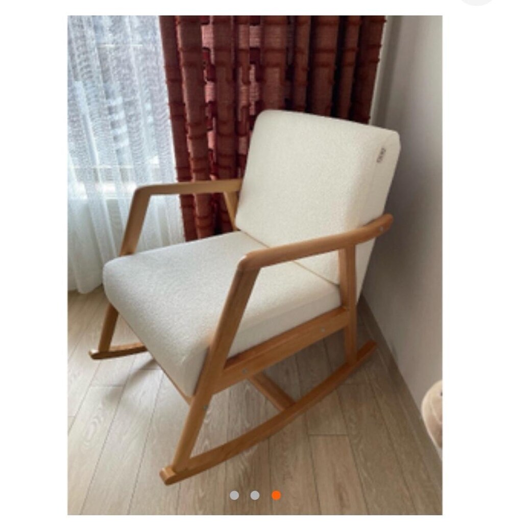Bohem Modern Tasarımlı Sallanır Berjer Kırık Beyaz Gürgen Ağacı - 4